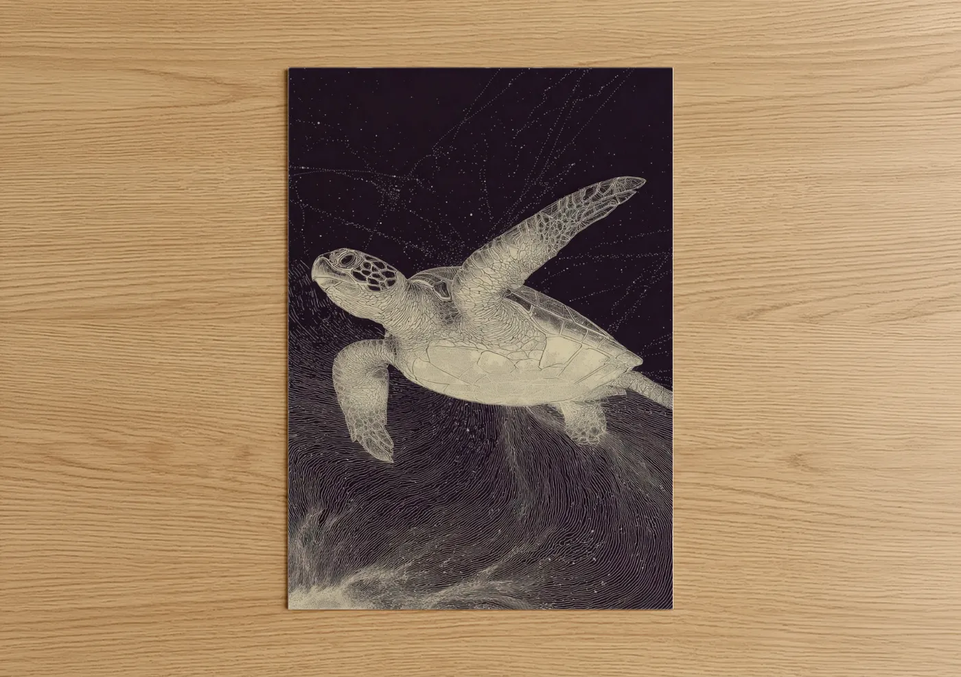Celestial Sea Turtle Engraving Wall Art