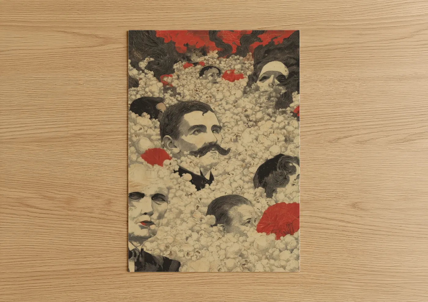 Surreal Popcorn Portrait Vintage Wall Art