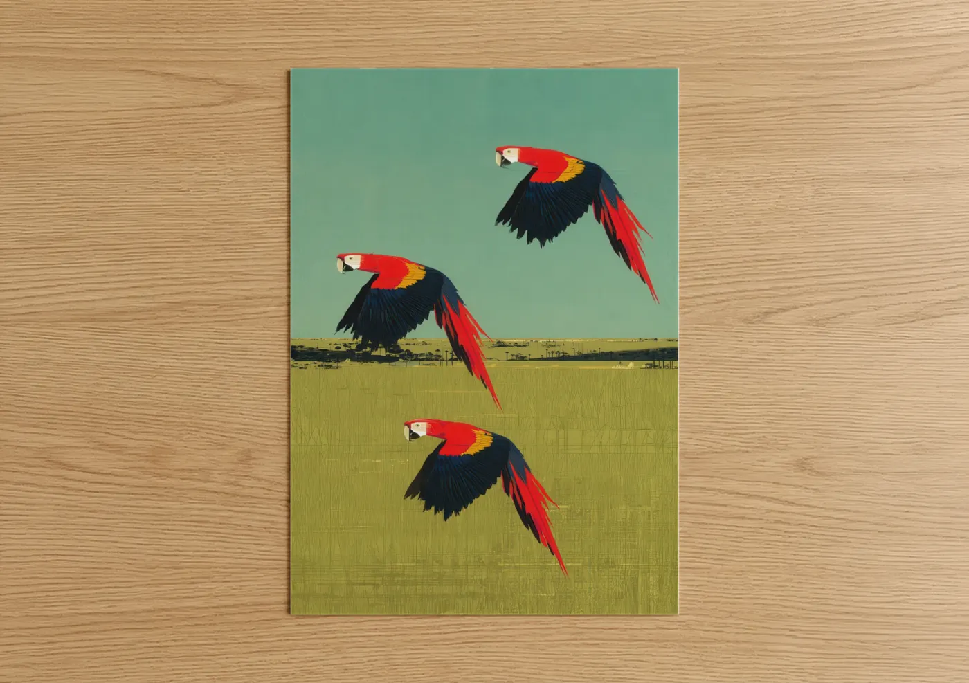 Colorful Macaw Parrots in Flight Wall Art