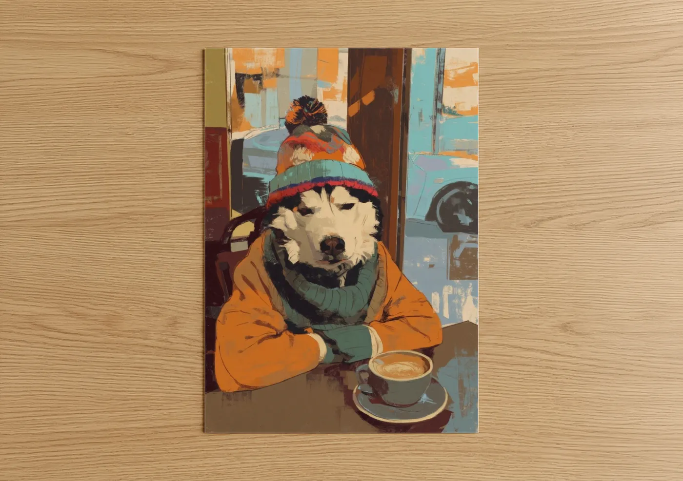 Cozy Husky in Winter Beanie Pop Art Wall Art