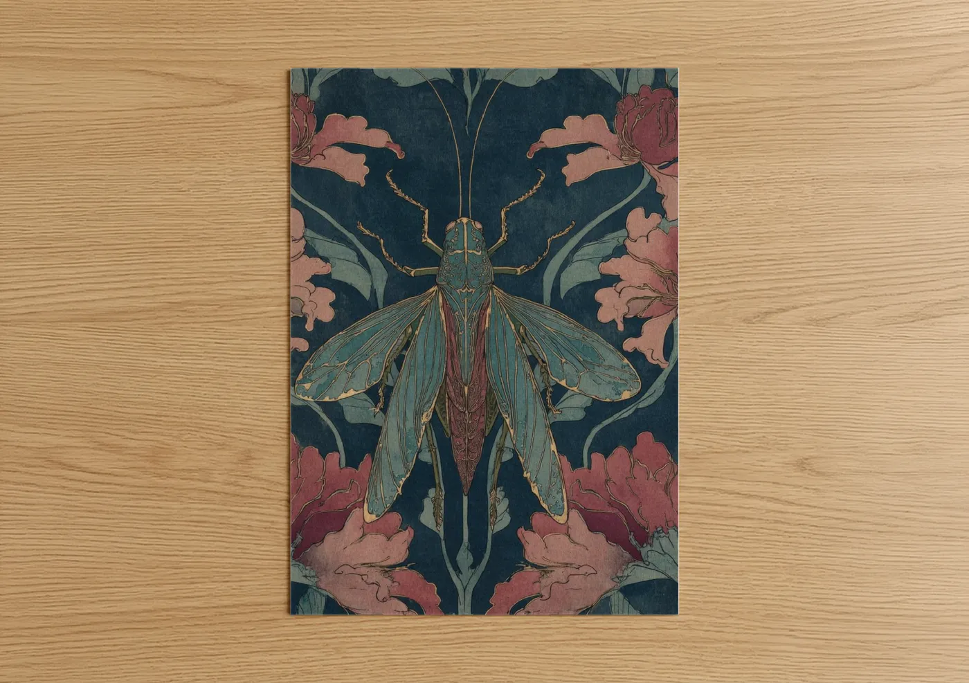 Grasshopper Art Deco Botanical Wall Art