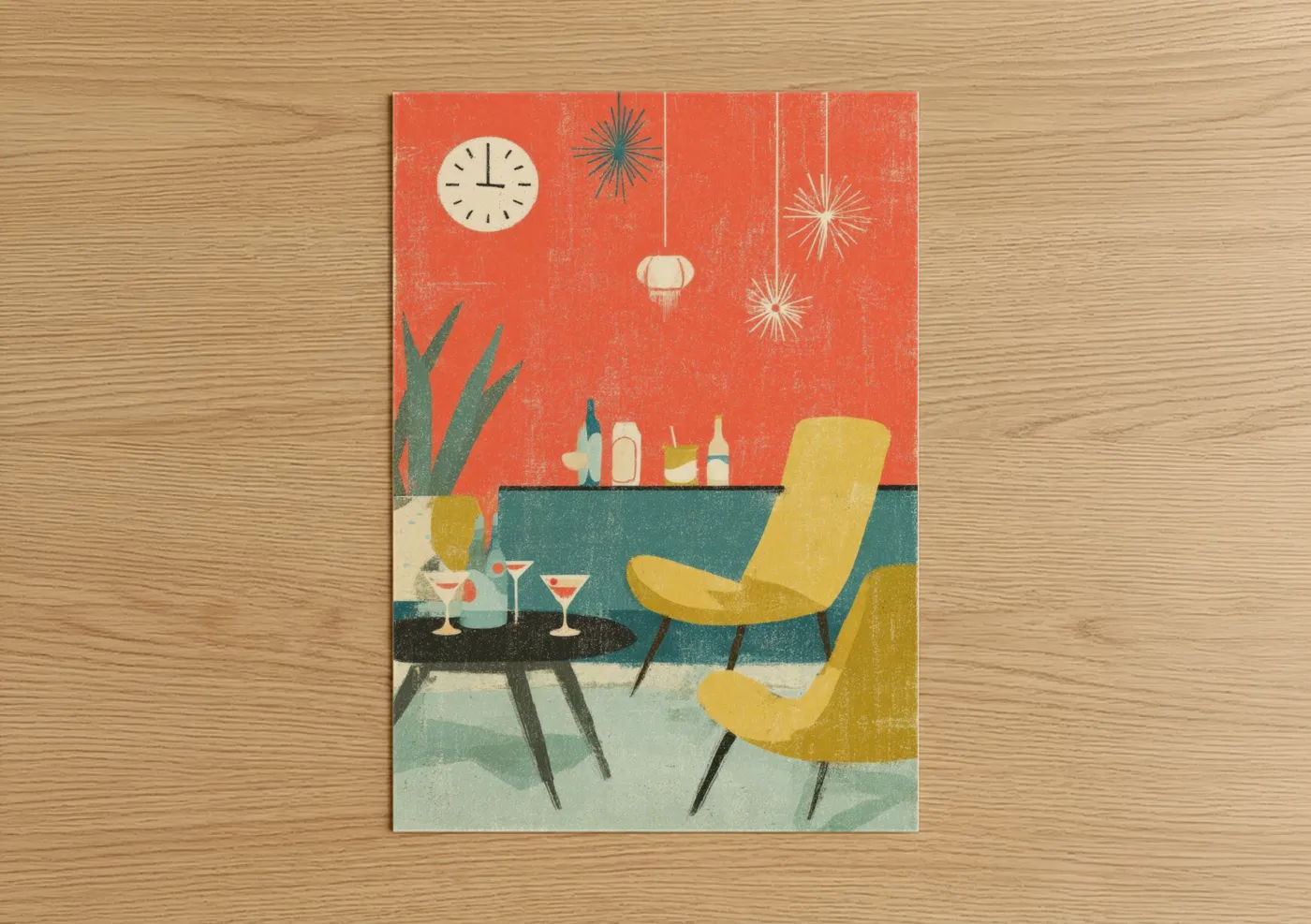 Retro New Year's Eve Mid-Century Modern Wall Art