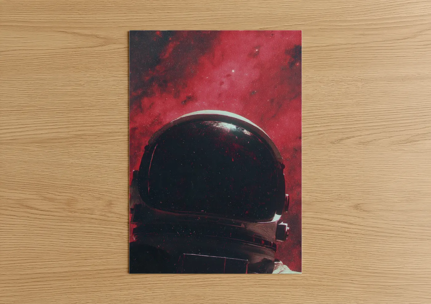 Astronaut Red Nebula Space Exploration Wall Art