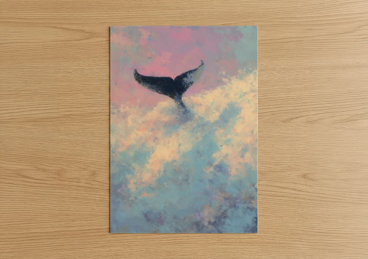 Humpback Whale Pastel Watercolor Wall Art