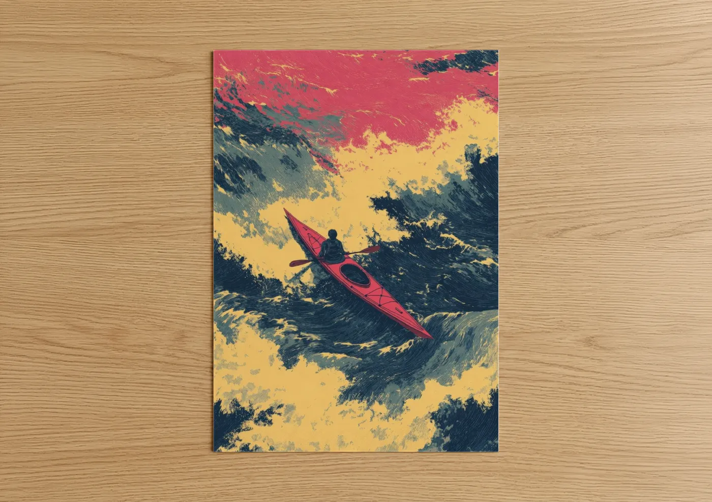 Crimson Kayak Adventure Sunset Wall Art