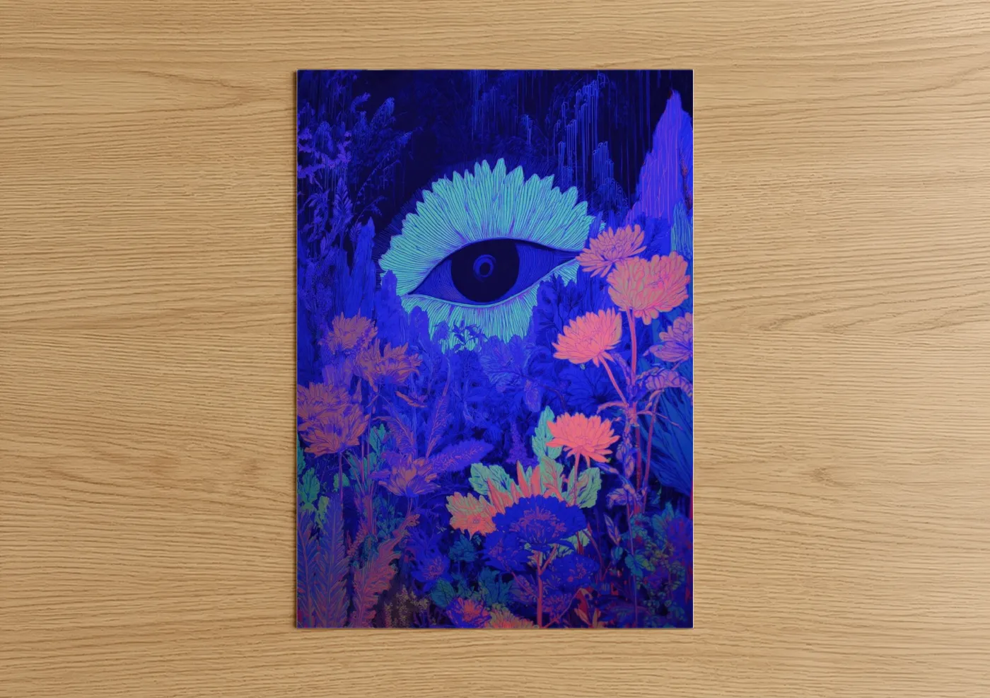 Mystical Eye Garden Neon Floral Wall Art