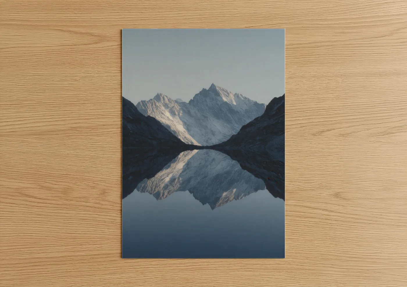 Snowy Mountain Lake Reflection Wall Art