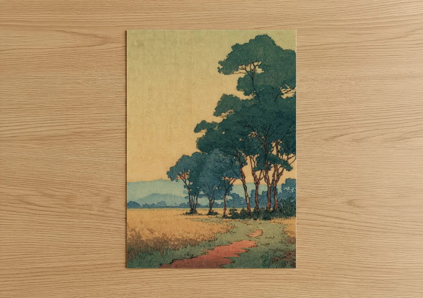 Savanna And Desert Trees Vintage Landscape Wall Art