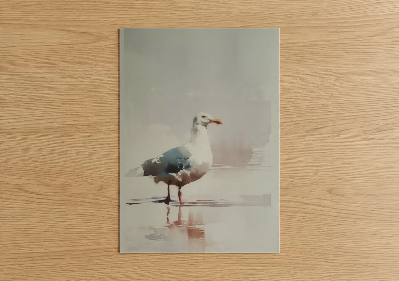 Misty Seagull Watercolor Bird Wall Art