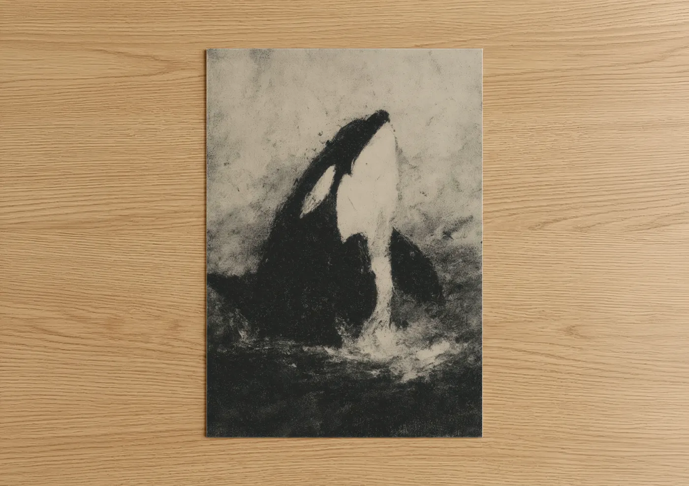 Breaching Orca Whale Black White Wall Art