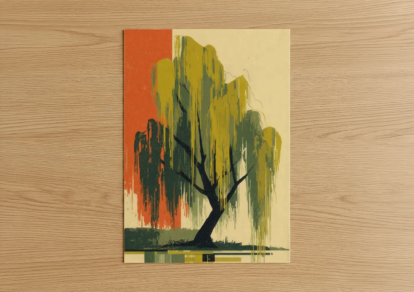 Weeping Willow Art Deco Vintage Wall Art