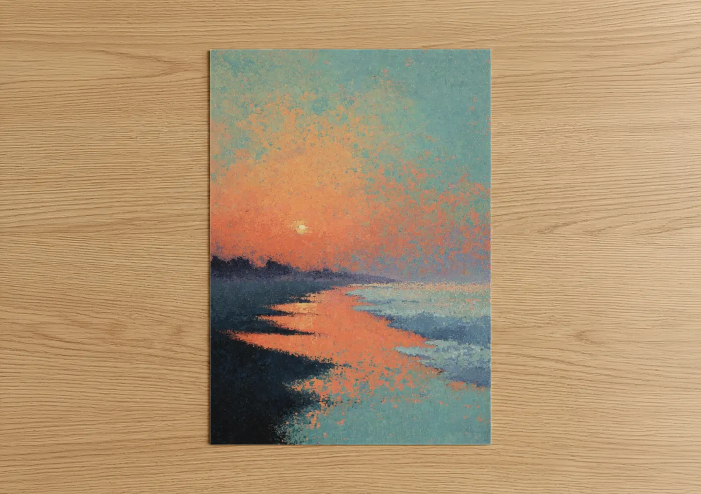 Coastal Sunset Beach Reflection Wall Art