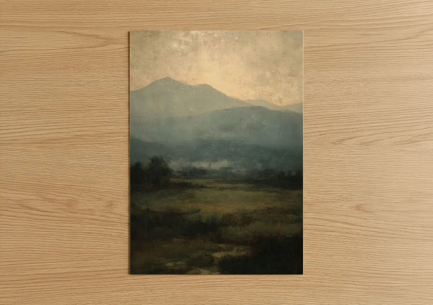 Misty Snowy Mountain Peak Landscape Wall Art
