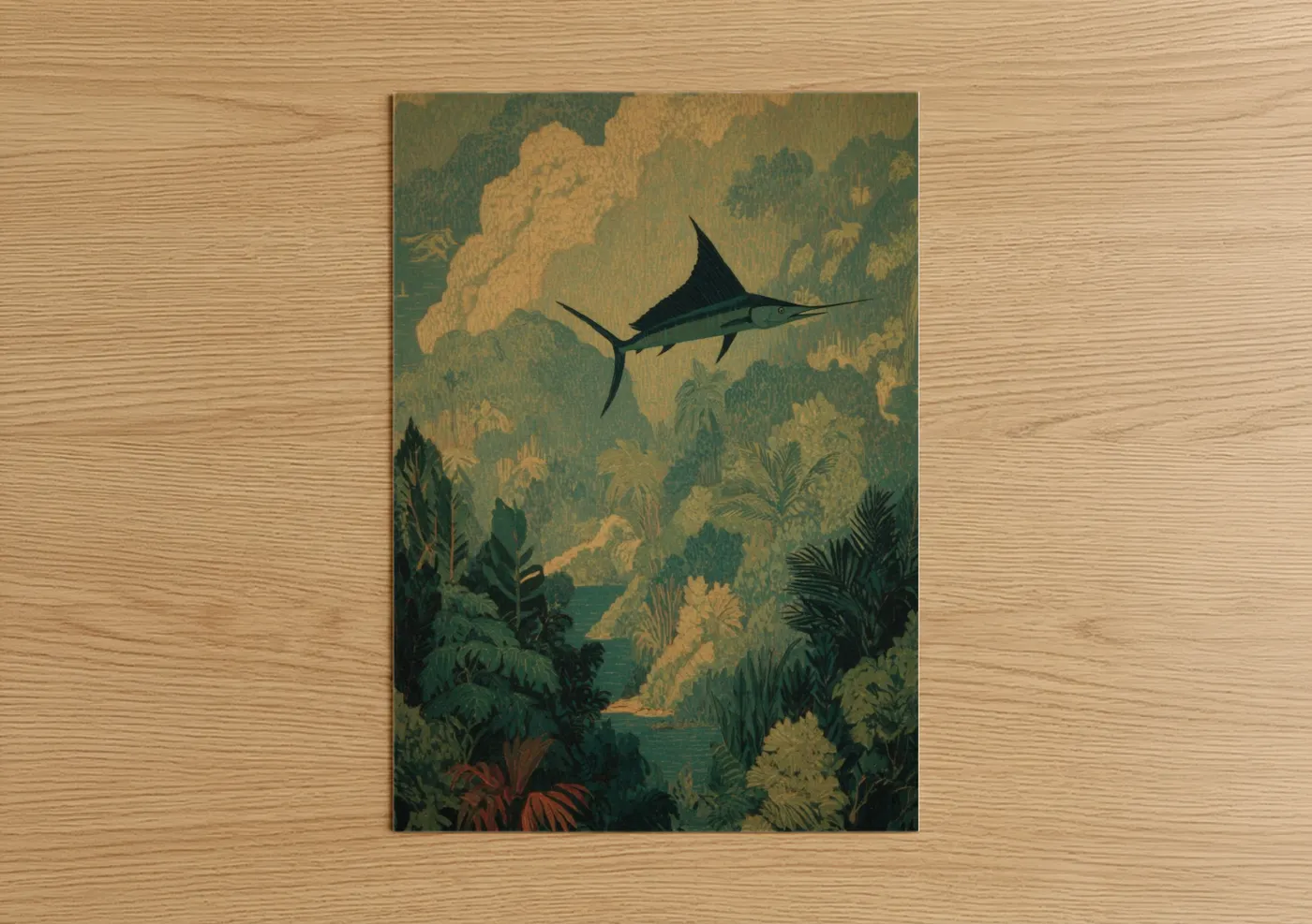 Marlin Jungle Waters Vintage Wall Art
