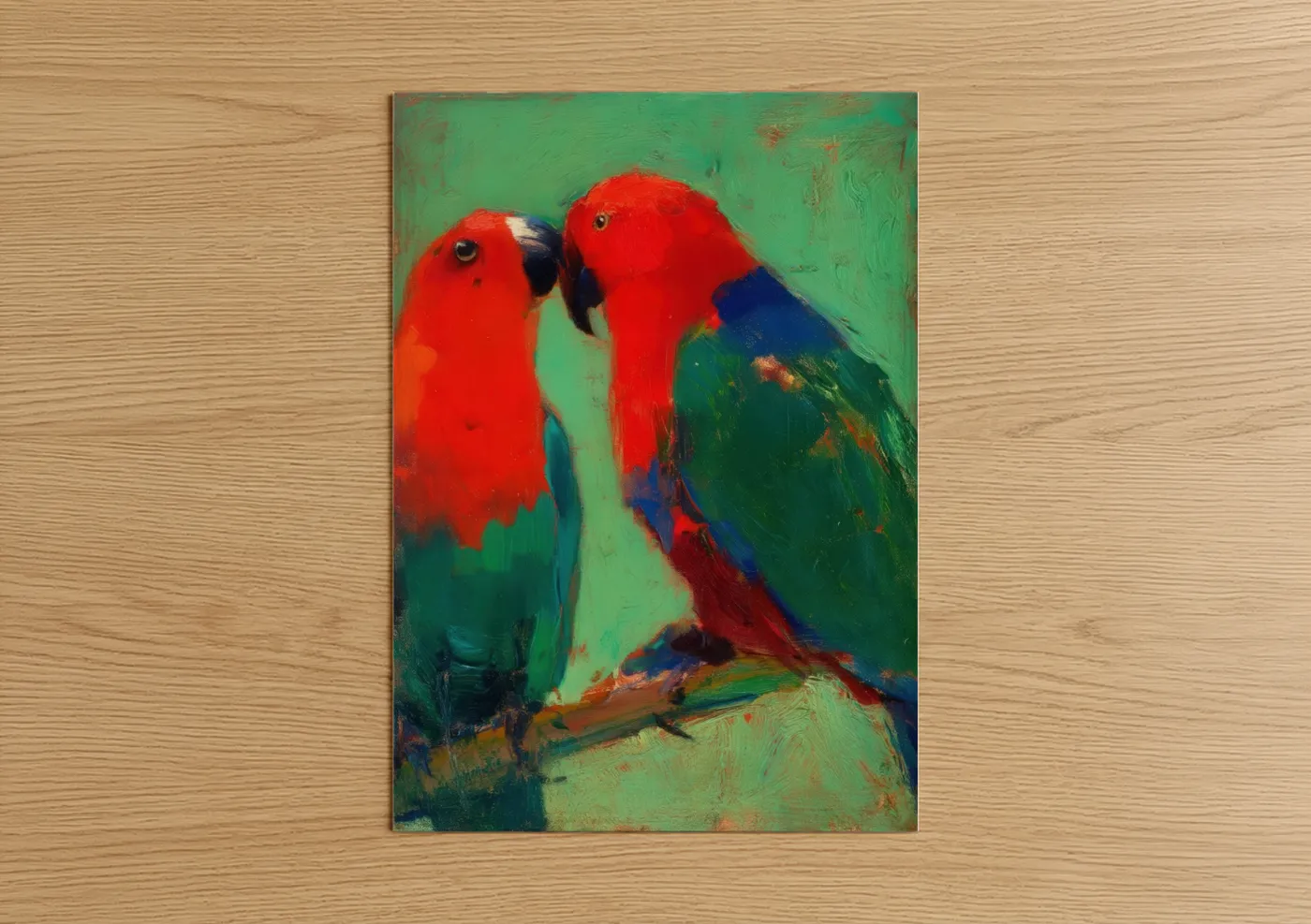 Crimson Parrot Pair Expressionist Wall Art