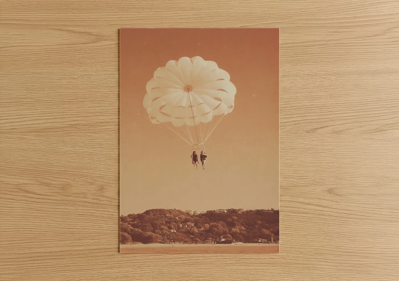Golden Parasailing Couple Vintage Wall Art