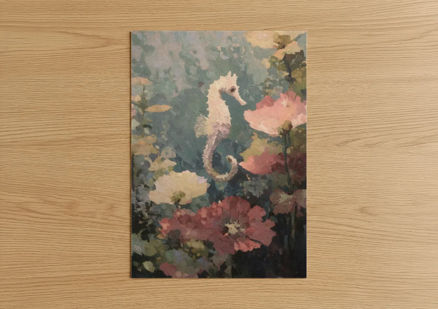 Ethereal Seahorse Floral Garden Wall Art
