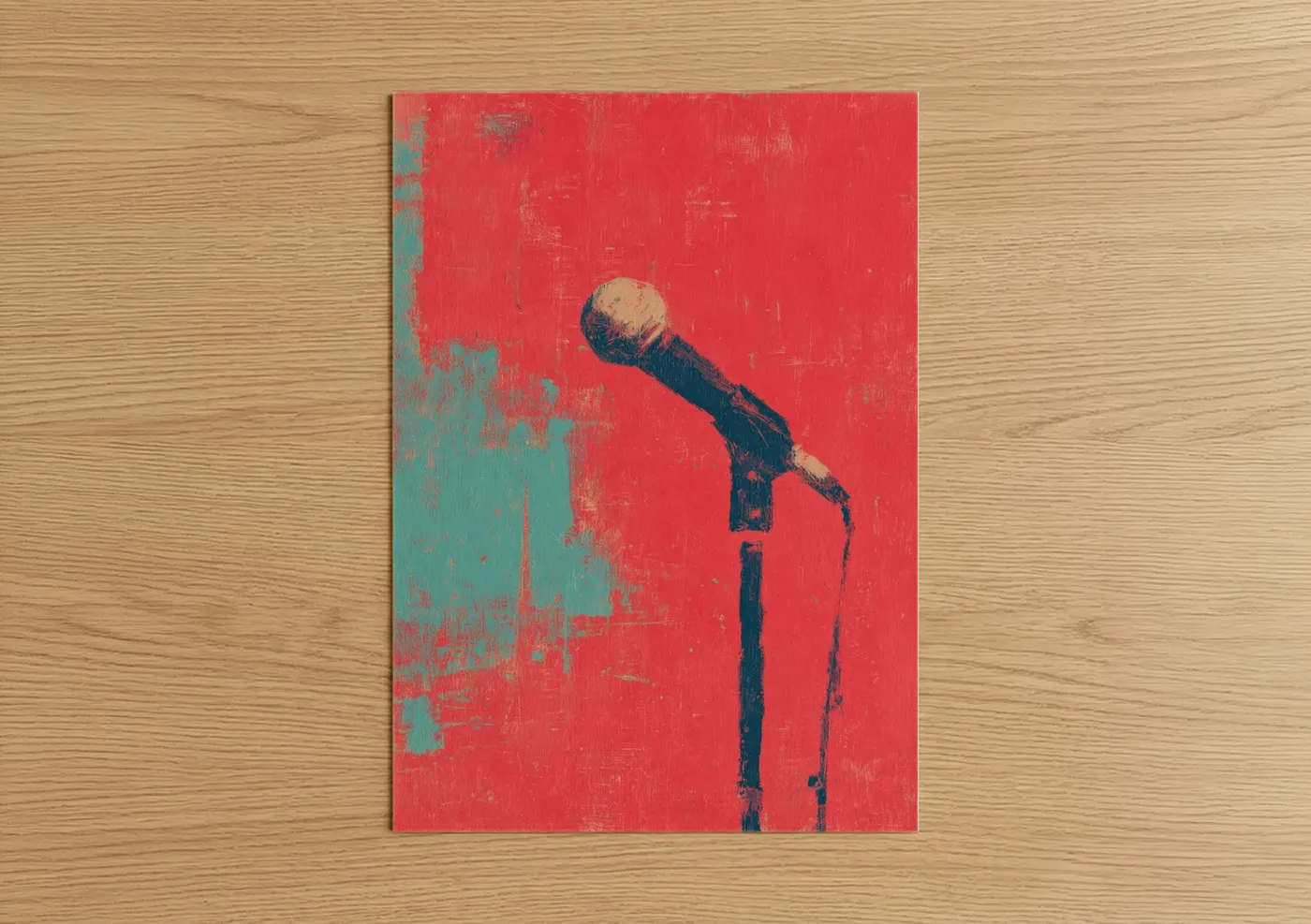 Vintage Microphone Pop Art Red Wall Art