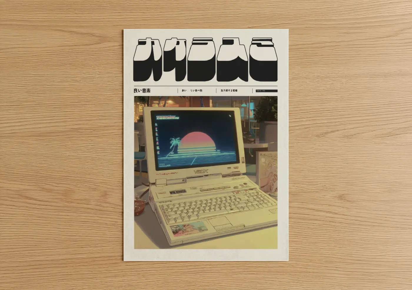 Retro Vaporwave Laptop Y2K Aesthetic Wall Art