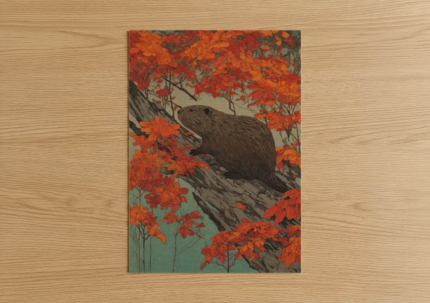 Autumn Beaver Wildlife Nature Wall Art