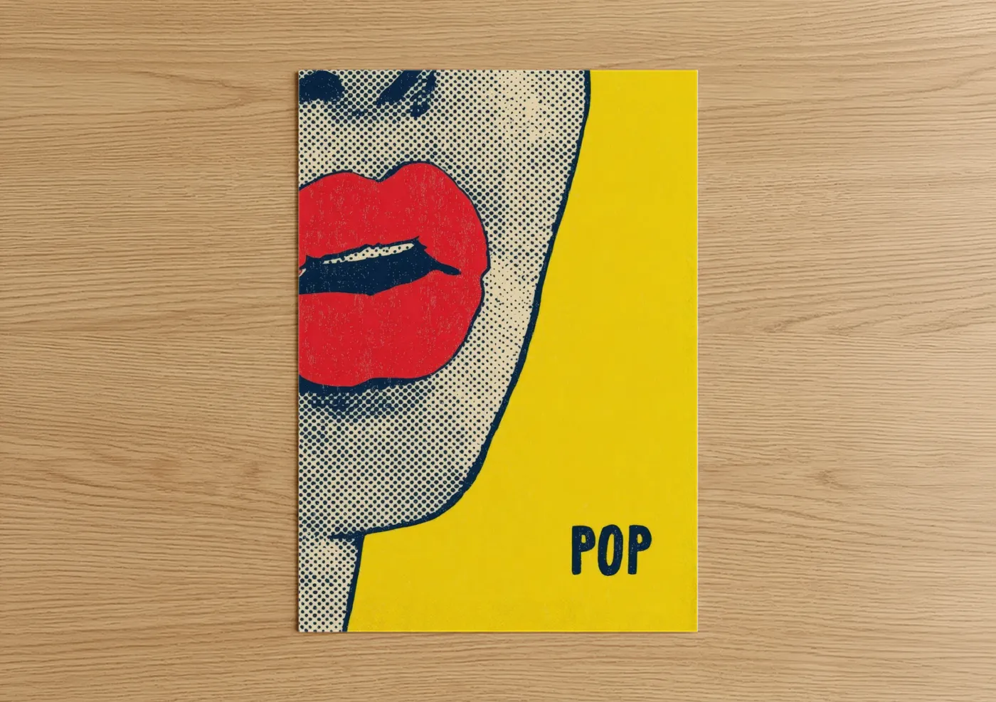 Pop Art Lips Red Yellow Modern Wall Art
