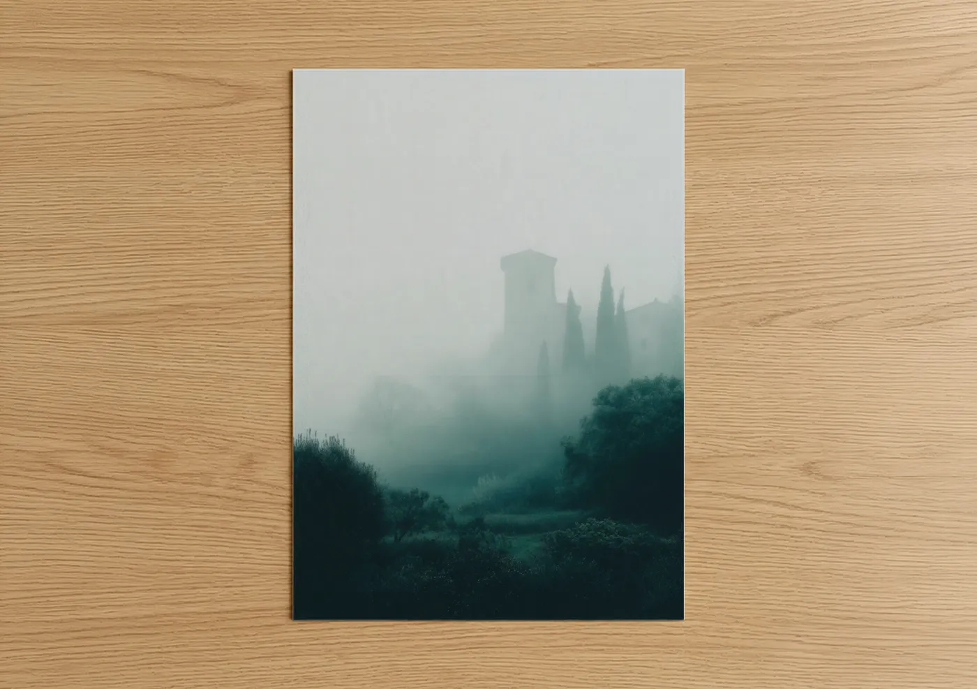Misty Castle Tower Atmospheric Landscape Wall Art