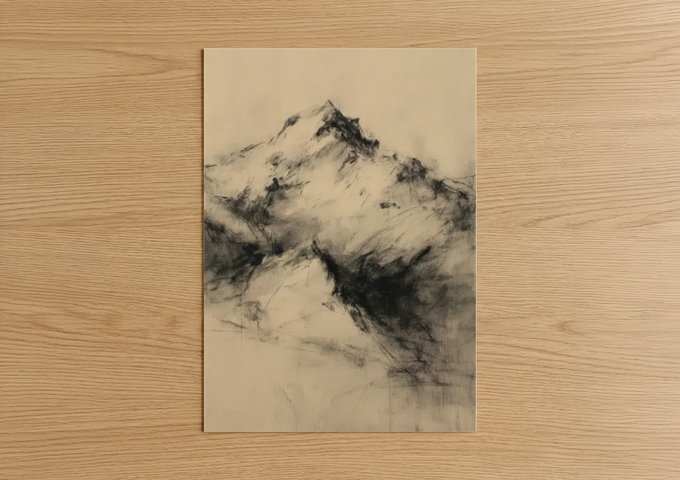Misty Himalayan Mountains Charcoal Wall Art