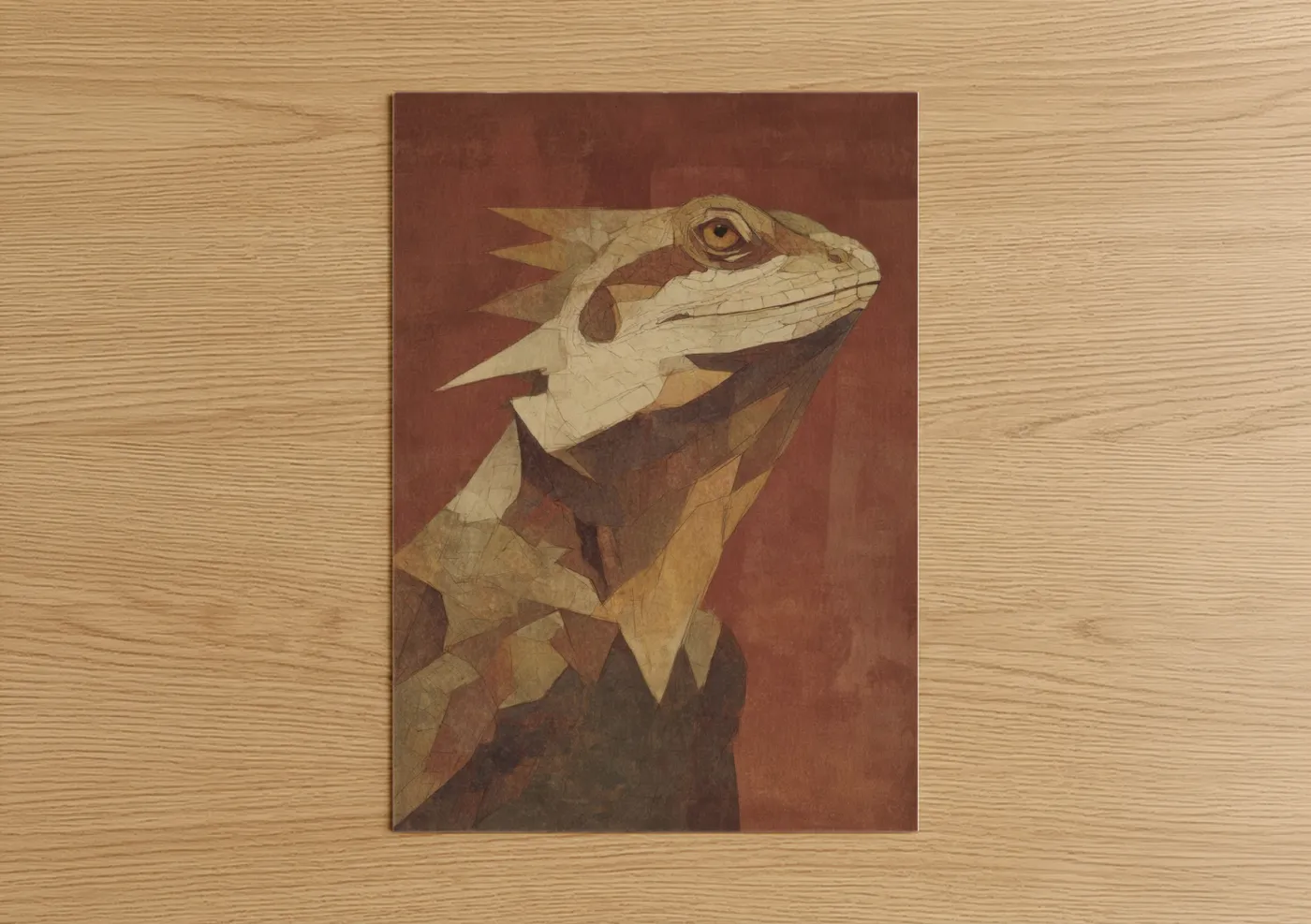 Geometric Lizard Portrait Illustration Wall Art