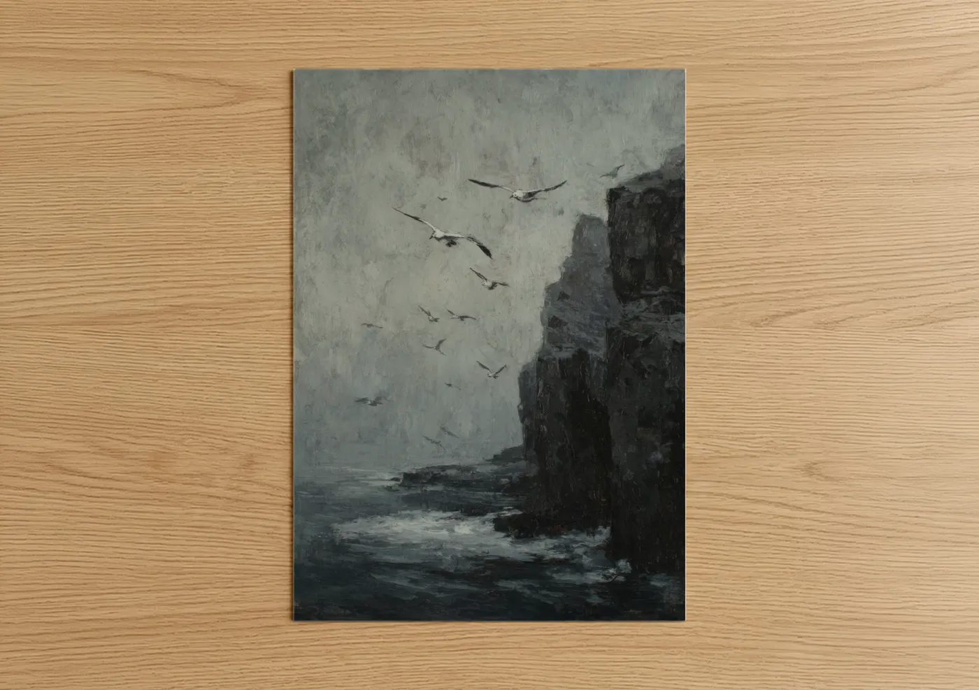 Stormy Cliff Escape with Flying Birds Wall Art