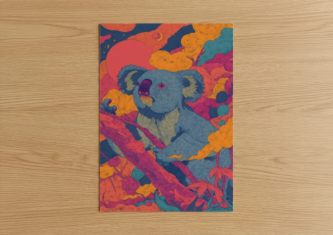 Cosmic Koala Psychedelic Art Print Wall Art