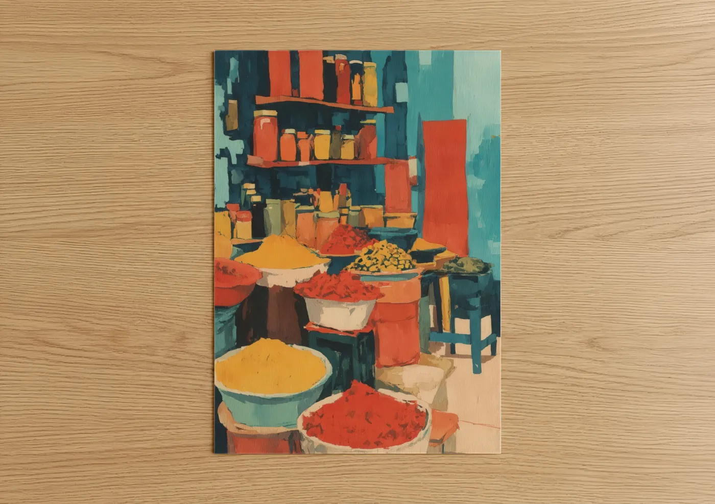 Colorful Spice Market Stall Wall Art