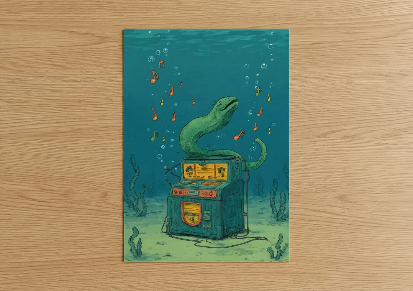 Musical Eels Underwater Jukebox Wall Art