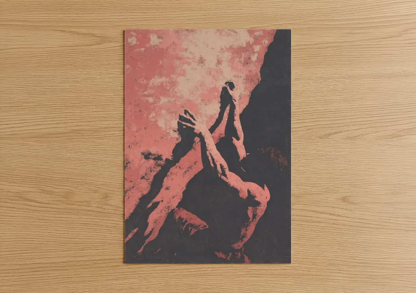 Rock Climbing Silhouette Grunge Wall Art