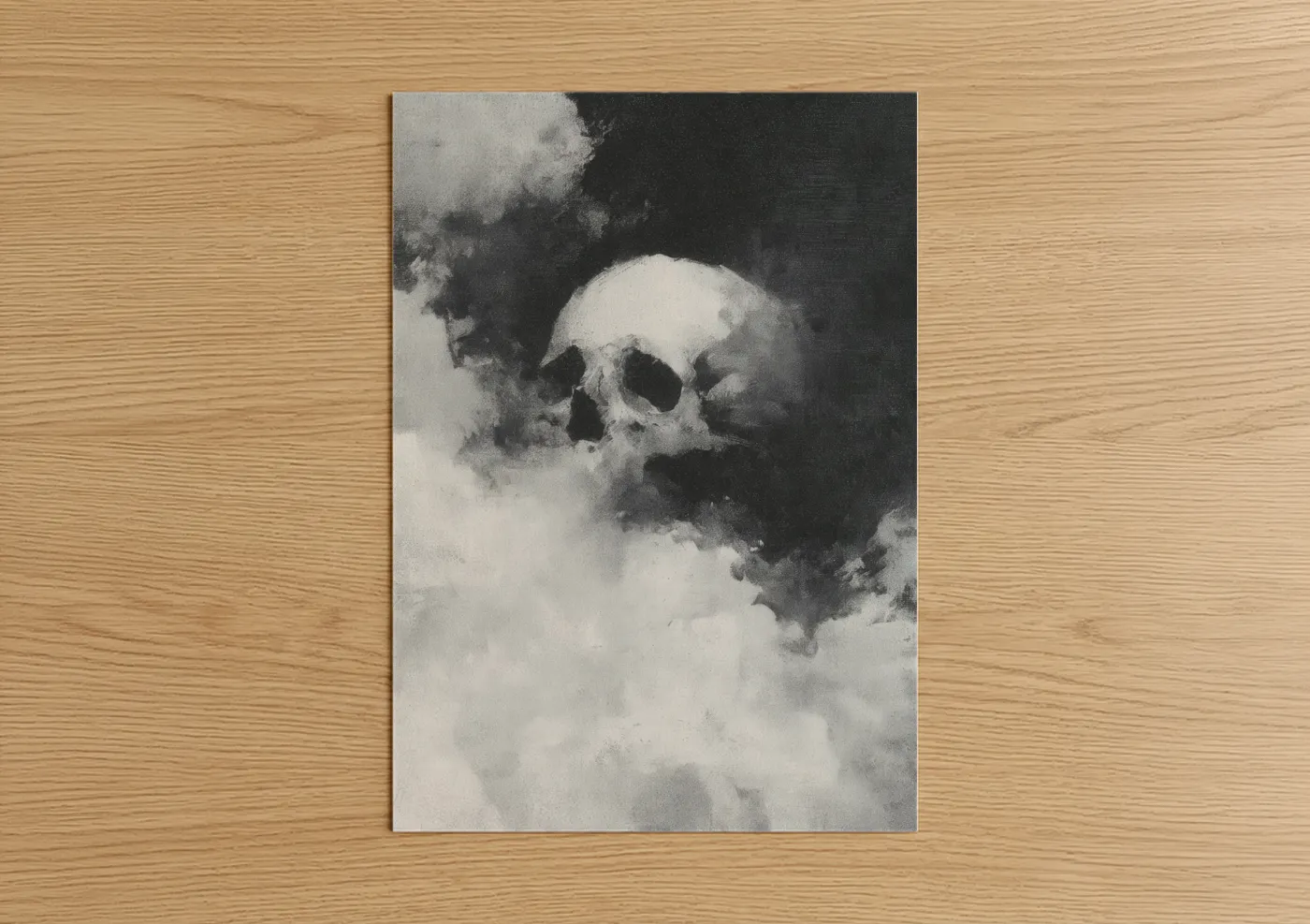 Clouded Skull Ethereal Dark Wall Art