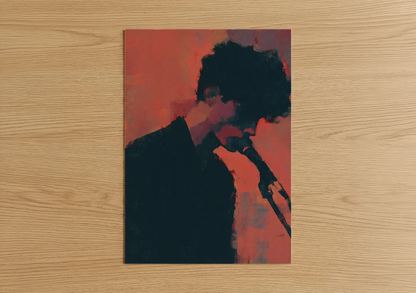 Silhouette Musician Red Abstract Wall Art