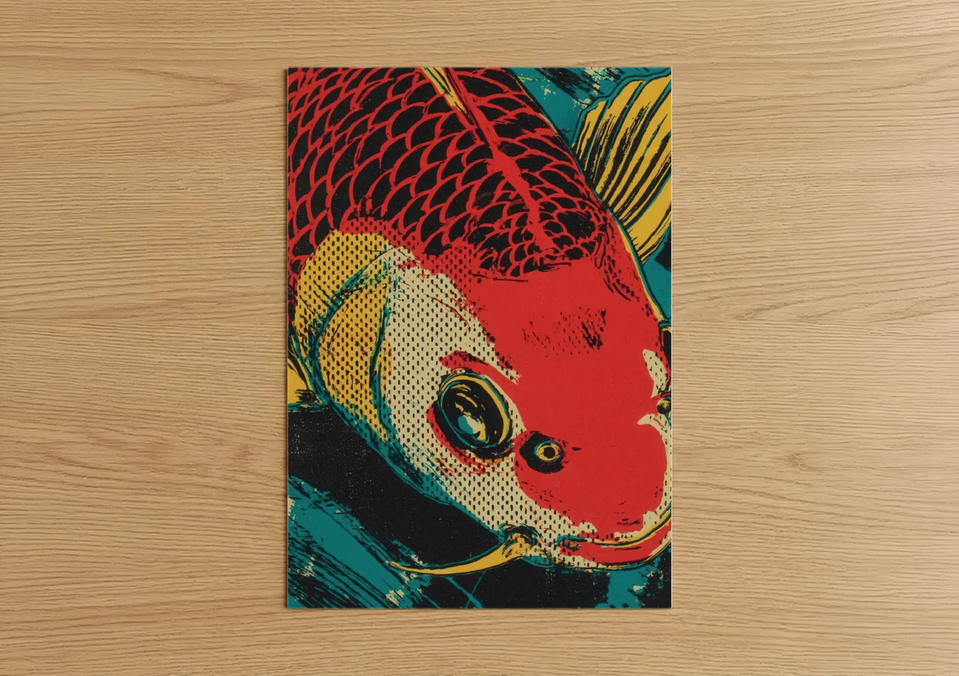 Red Koi Fish Pop Art Illustration Wall Art