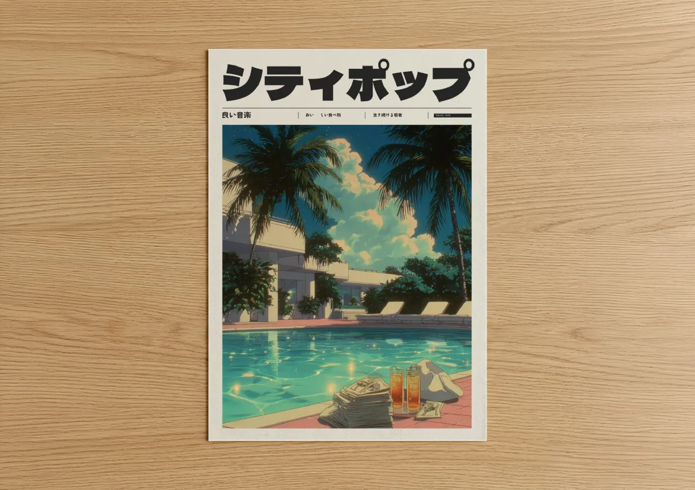 Poolside Retreat Anime Aesthetic Wall Art
