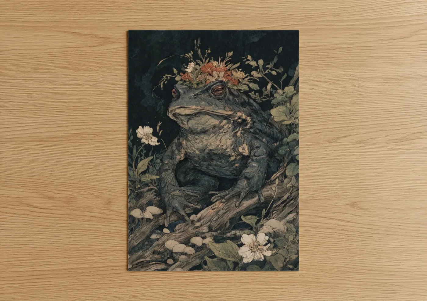 Crowned Toad with Floral Crown Wall Art