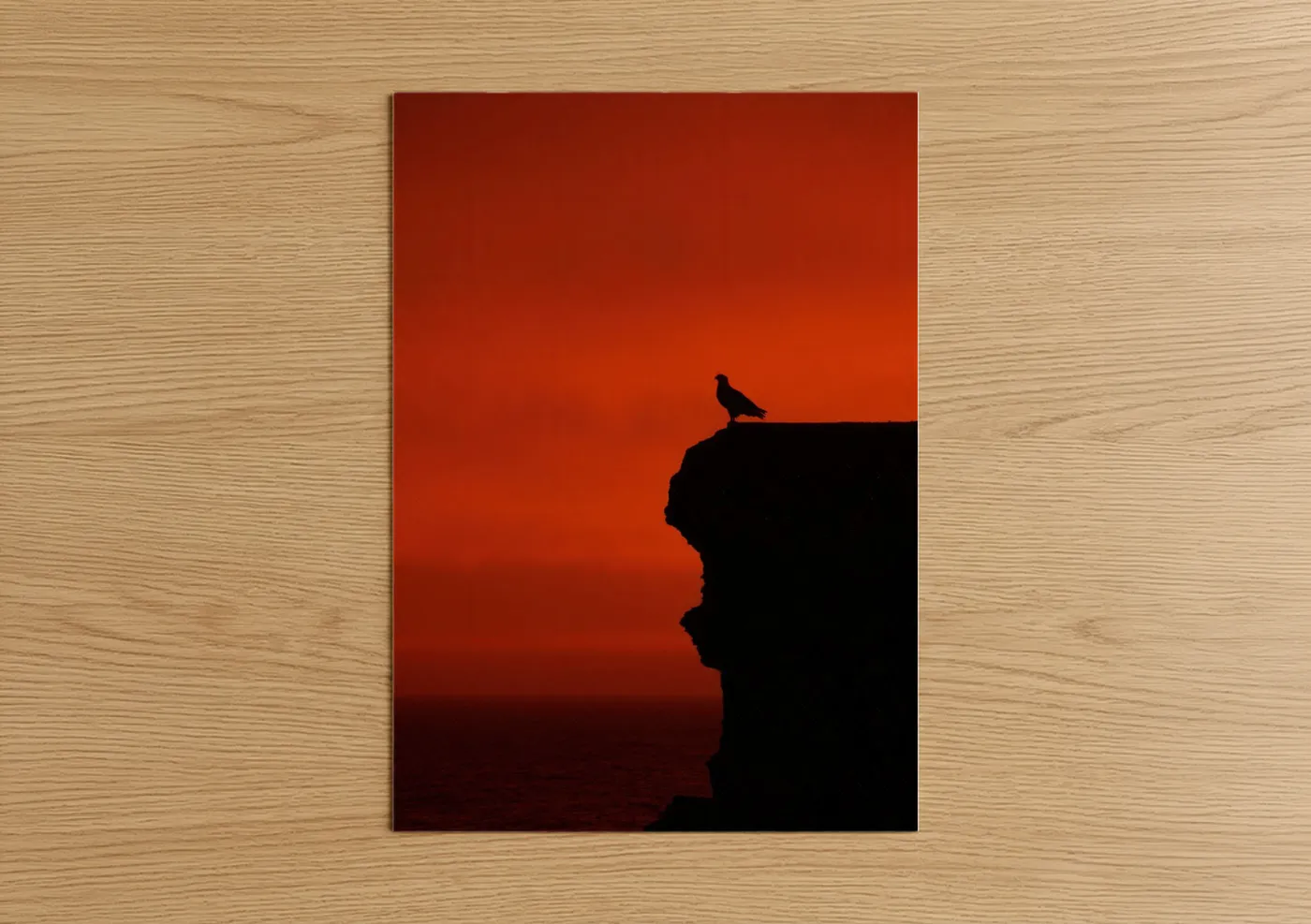 Eagle Silhouette Sunset Cliff Wall Art