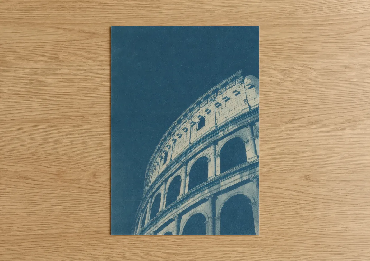 Ancient Colosseum Cyanotype Architecture Wall Art