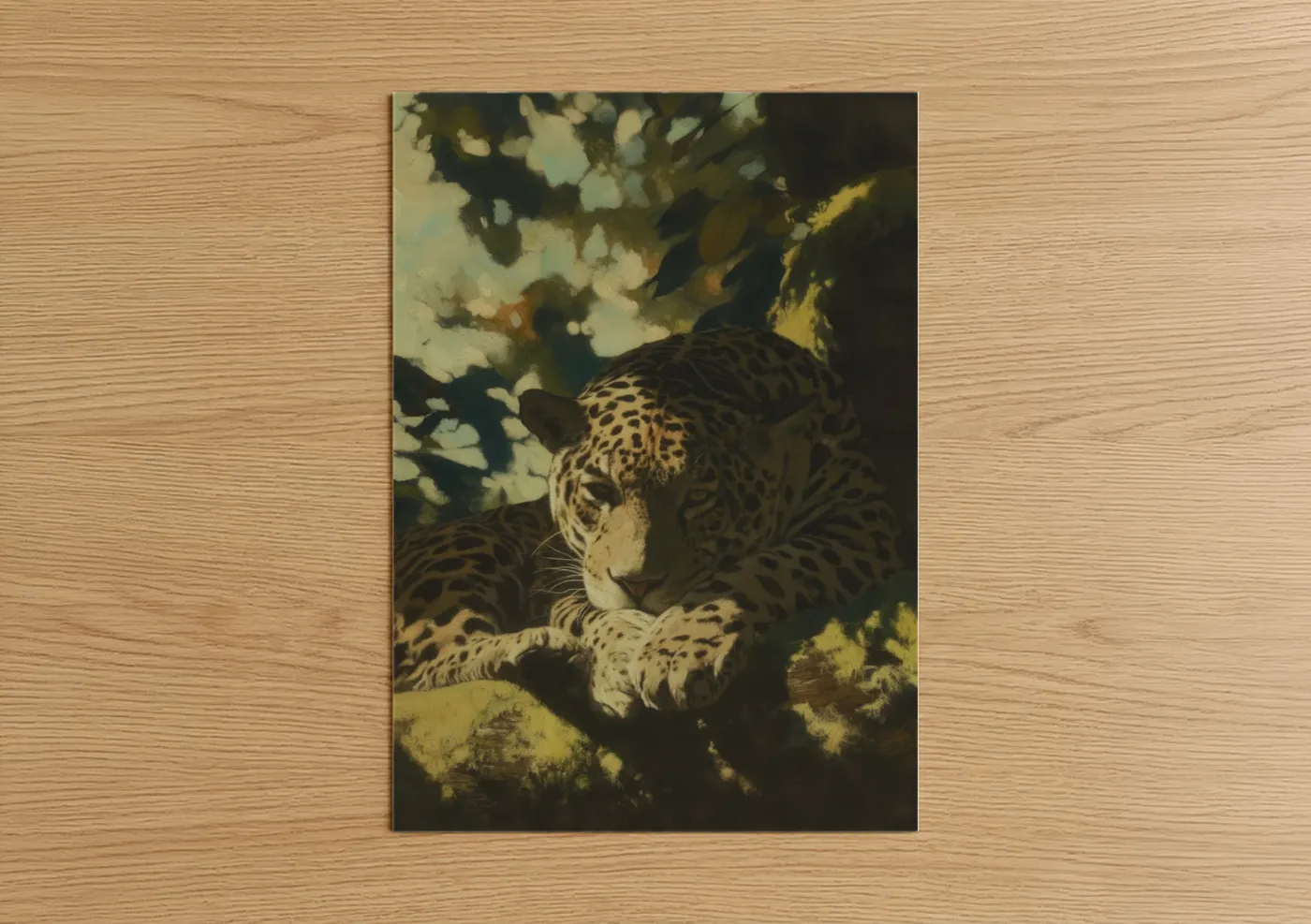 Dappled Jaguar Resting in Shadows Wall Art