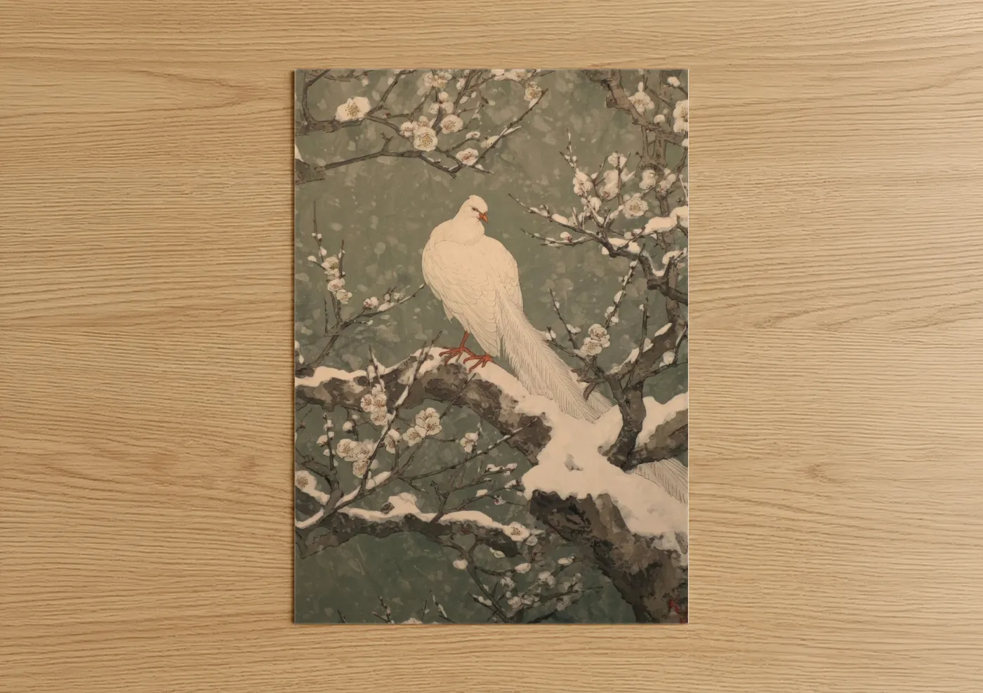 White Phoenix Cherry Blossom Winter Wall Art