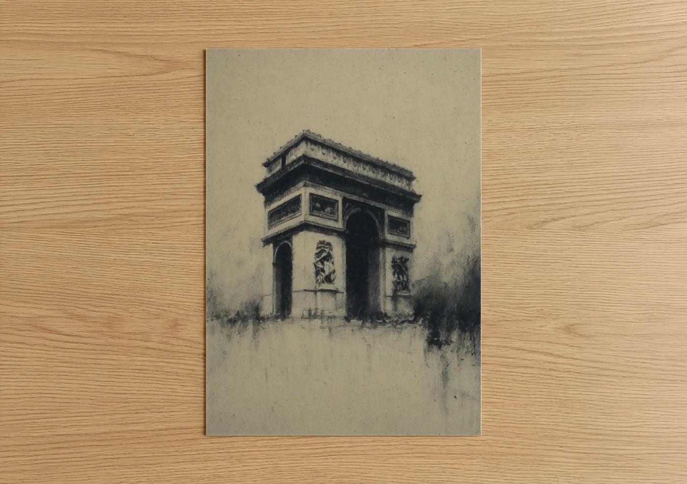 Arc de Triomphe Charcoal Sketch Wall Art