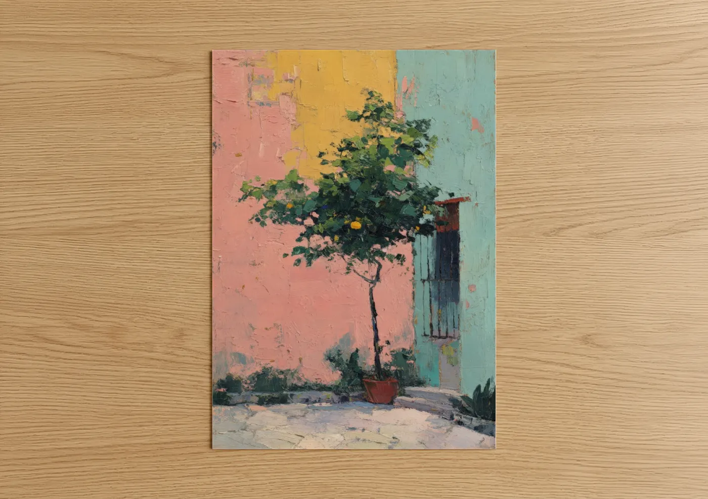 Potted Fruit Tree Rustic Garden Wall Art