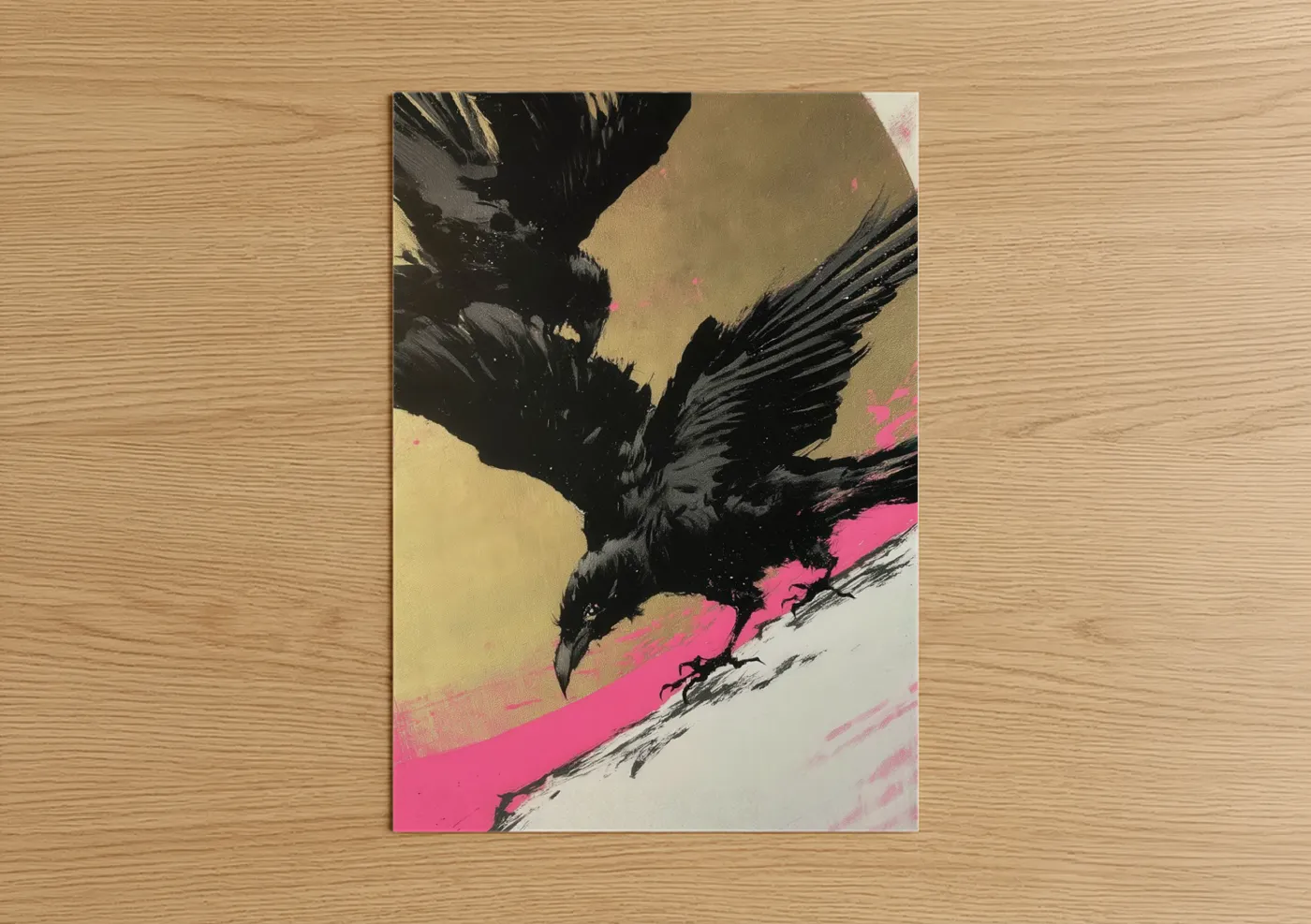 Neon Raven Contemporary Bird Wall Art