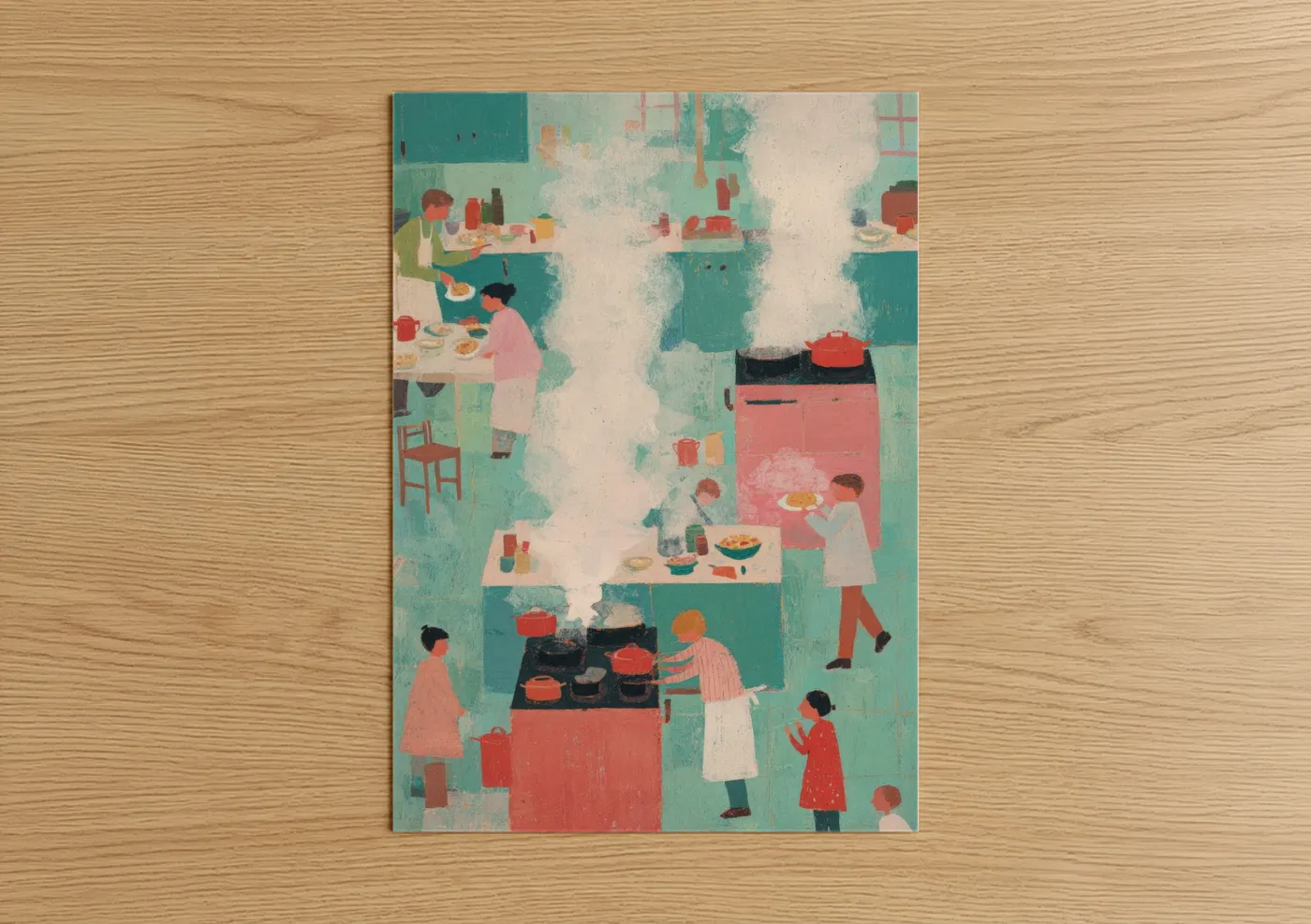 Communal Kitchen Thanksgiving Celebration Wall Art