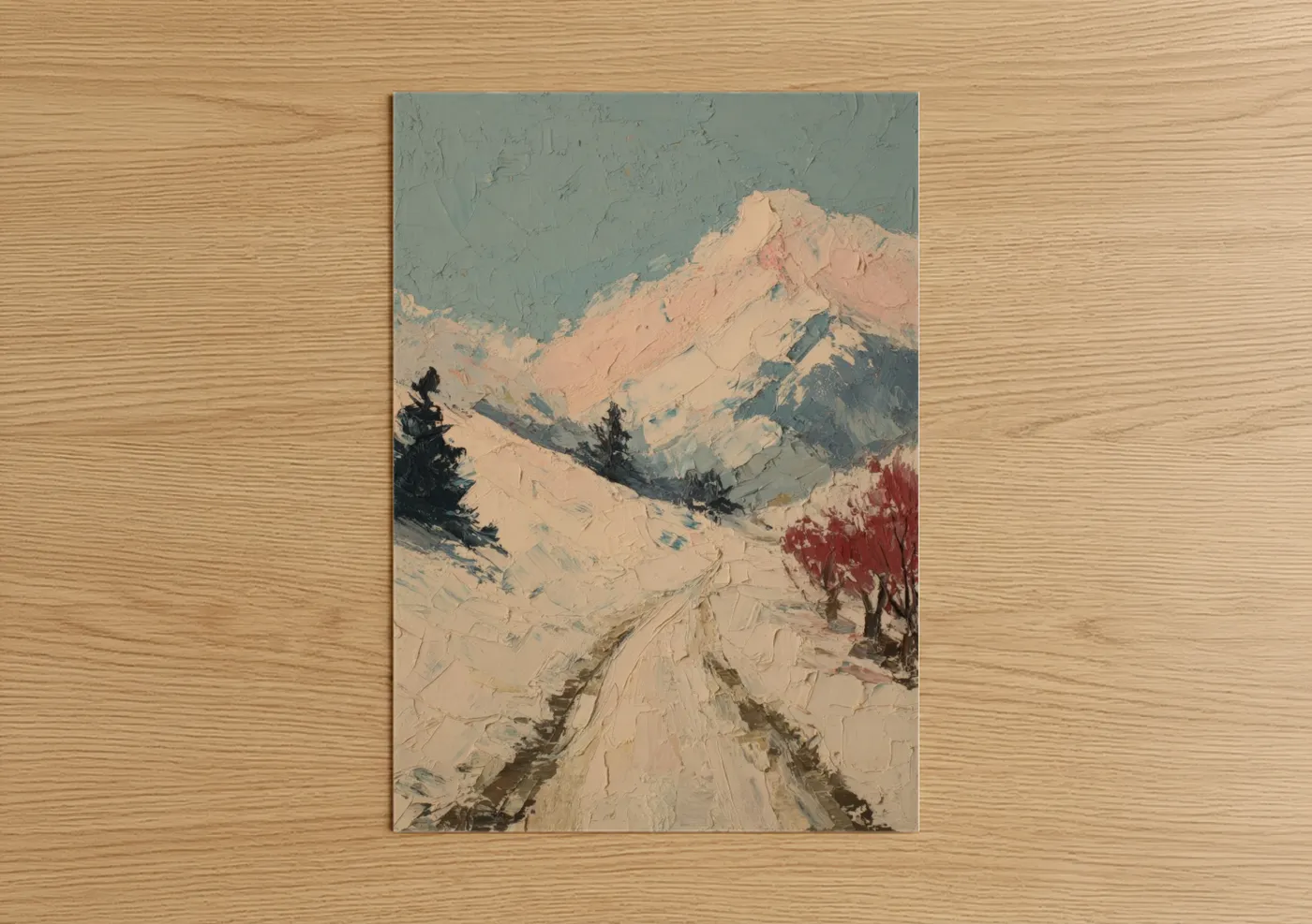 Snowy Mountain Peak Winter Landscape Wall Art