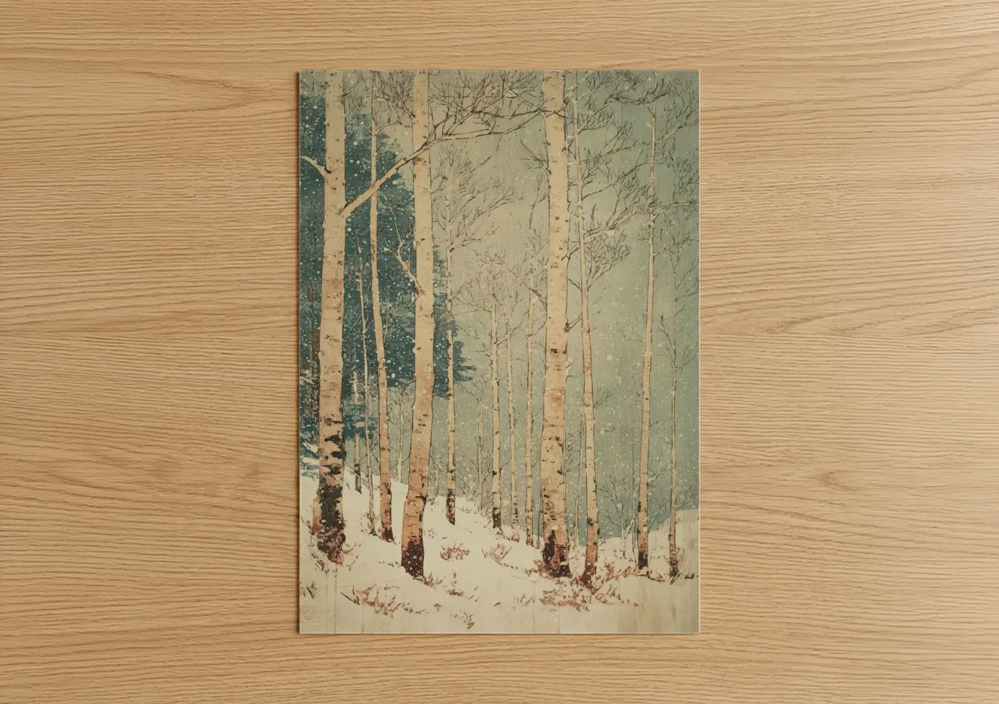 Snowy Aspen Forest Winter Landscape Wall Art