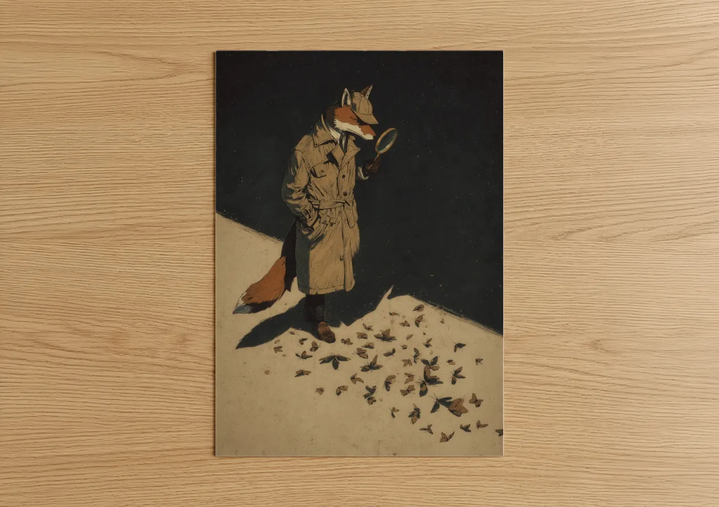 Detective Fox Magnifying Glass Wall Art