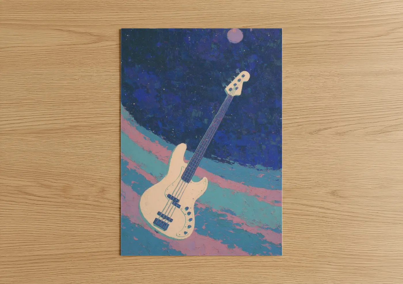Cosmic Bass Guitar Night Sky Wall Art